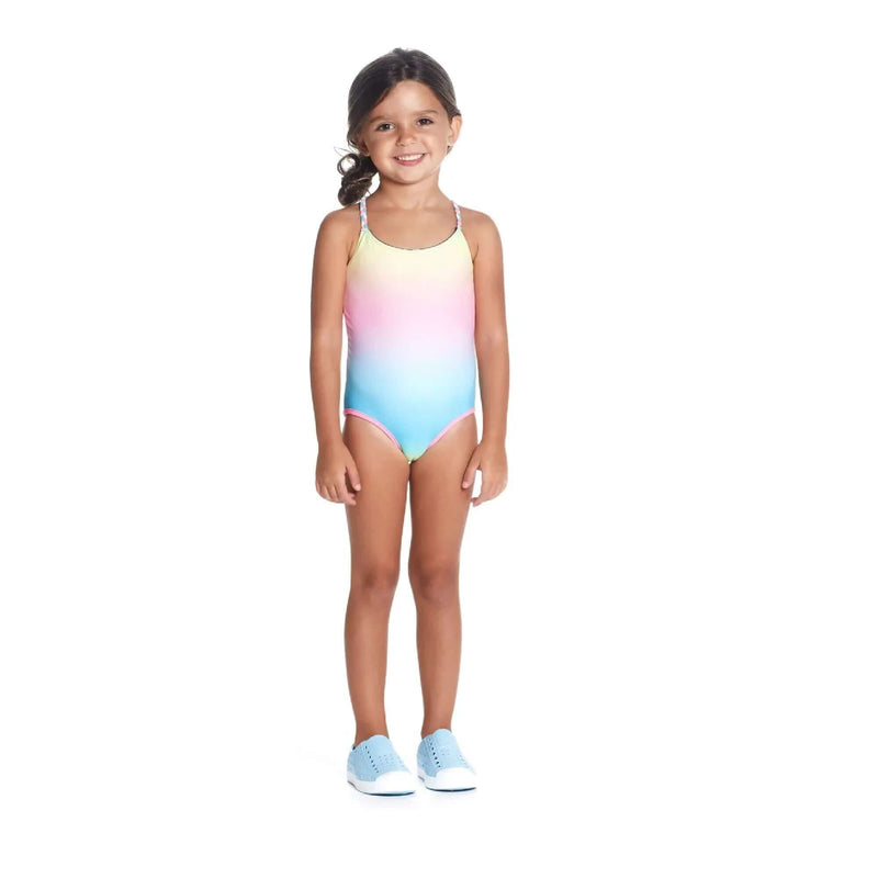 Andy & Evan Girls Reversible Rainbow Print Swimsuit