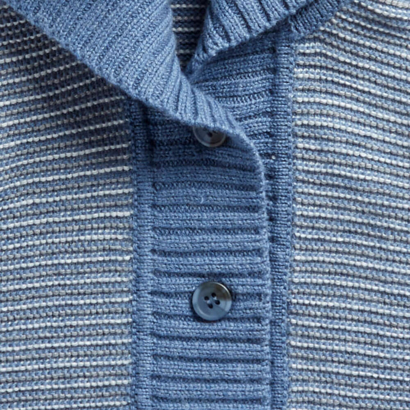 Archer's Bow Cashmere Blend Links Striped Hooded Cardigan in Denim