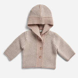 Archer's Bow Cashmere Blend Links Striped Hooded Cardigan in Rosewood