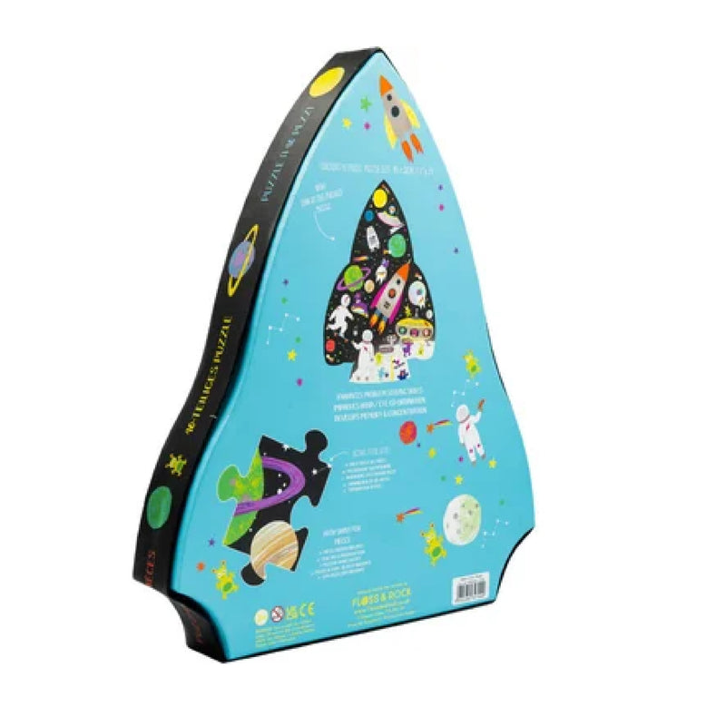 Space 40pc Rocket Shaped Jigsaw Puzzle