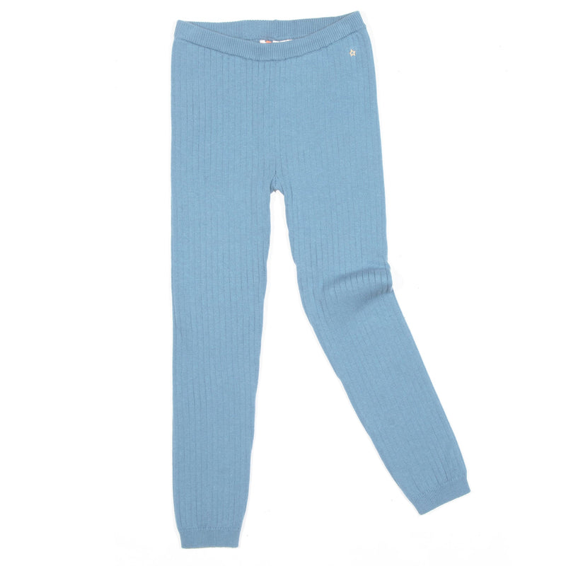 EGG Sky Blue Ribbed Cotton Tights - front view