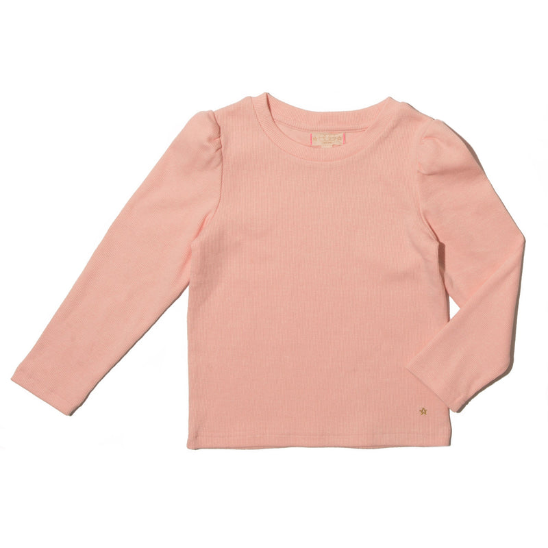 pink ribbed fawn top - front view