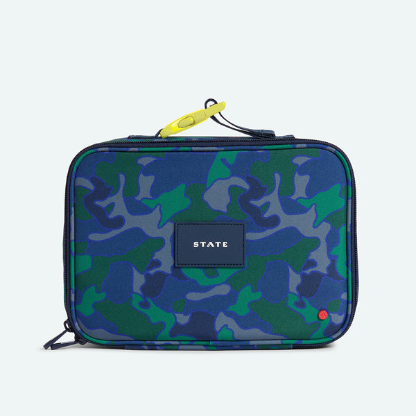 State Bags NYC blue Camo Kids lunchbox front view