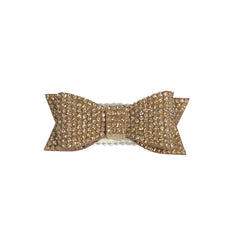 Small Double Crystal Bow Clip - Gold
