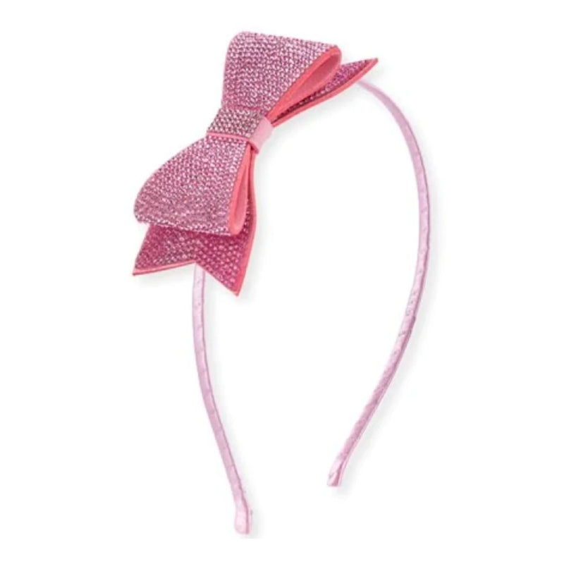 Double Crystal Bow Headband - Light Pink