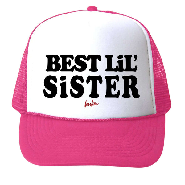 Best Lil Sis Trucker Hat - Hot Pink